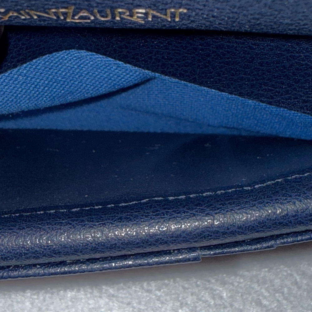 Yves Saint Laurent Navy Wallet with Gold Hardware & Kisslock Coin Pouch. - Picture 5 of 6